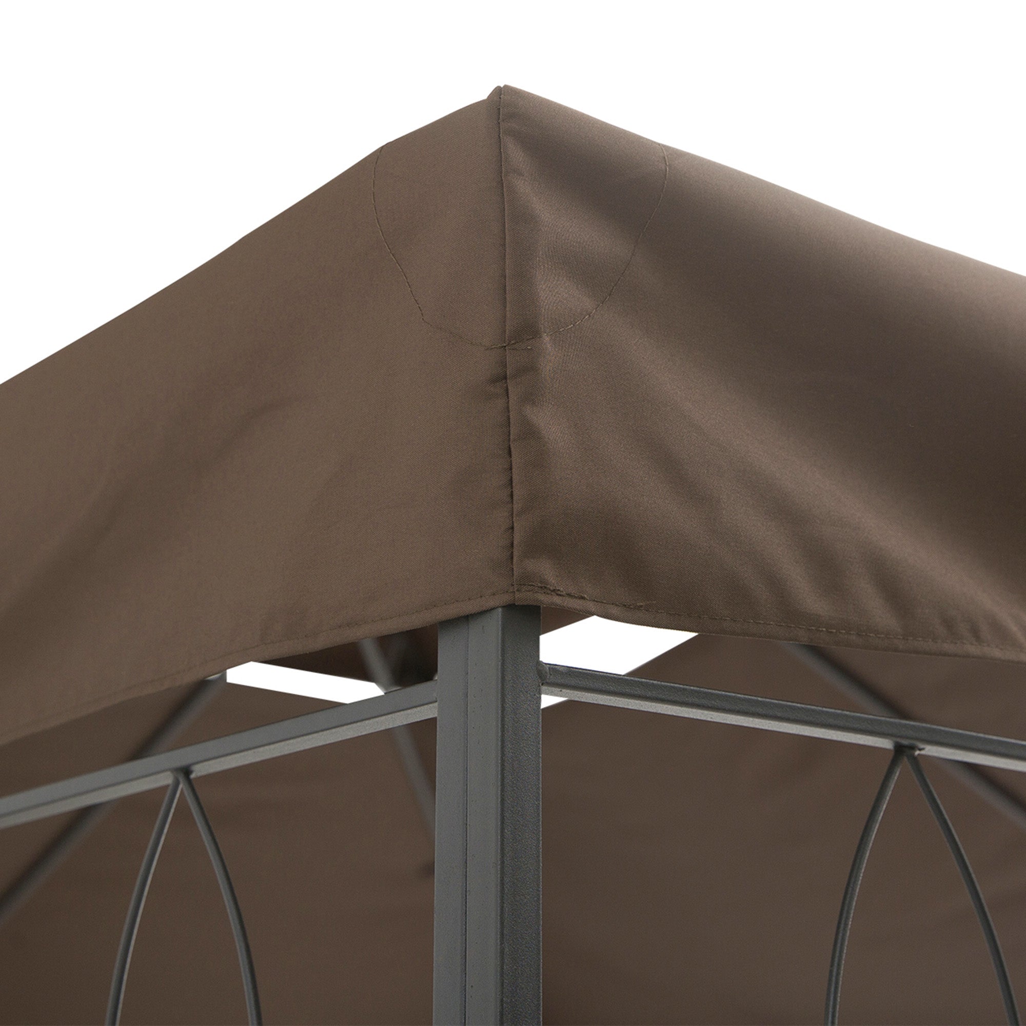 Outsunny 13.1' x 9.8' Gazebo Replacement Canopy, 2 Tier Top Roof Garden Pavilion UV Cover, Brown (TOP ONLY)