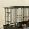 PawHut Guinea Pig Cage with Removable Top, Small Animal Cage Pet Playpen with 2 Separate Area, Waterproof Bottom Liner, Ramp, Perch, for Rabbits, Hedgehogs, Guinea Pigs, Black
