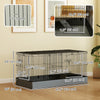 PawHut Guinea Pig Cage with Removable Top, Small Animal Cage Pet Playpen with 2 Separate Area, Waterproof Bottom Liner, Ramp, Perch, for Rabbits, Hedgehogs, Guinea Pigs, Black