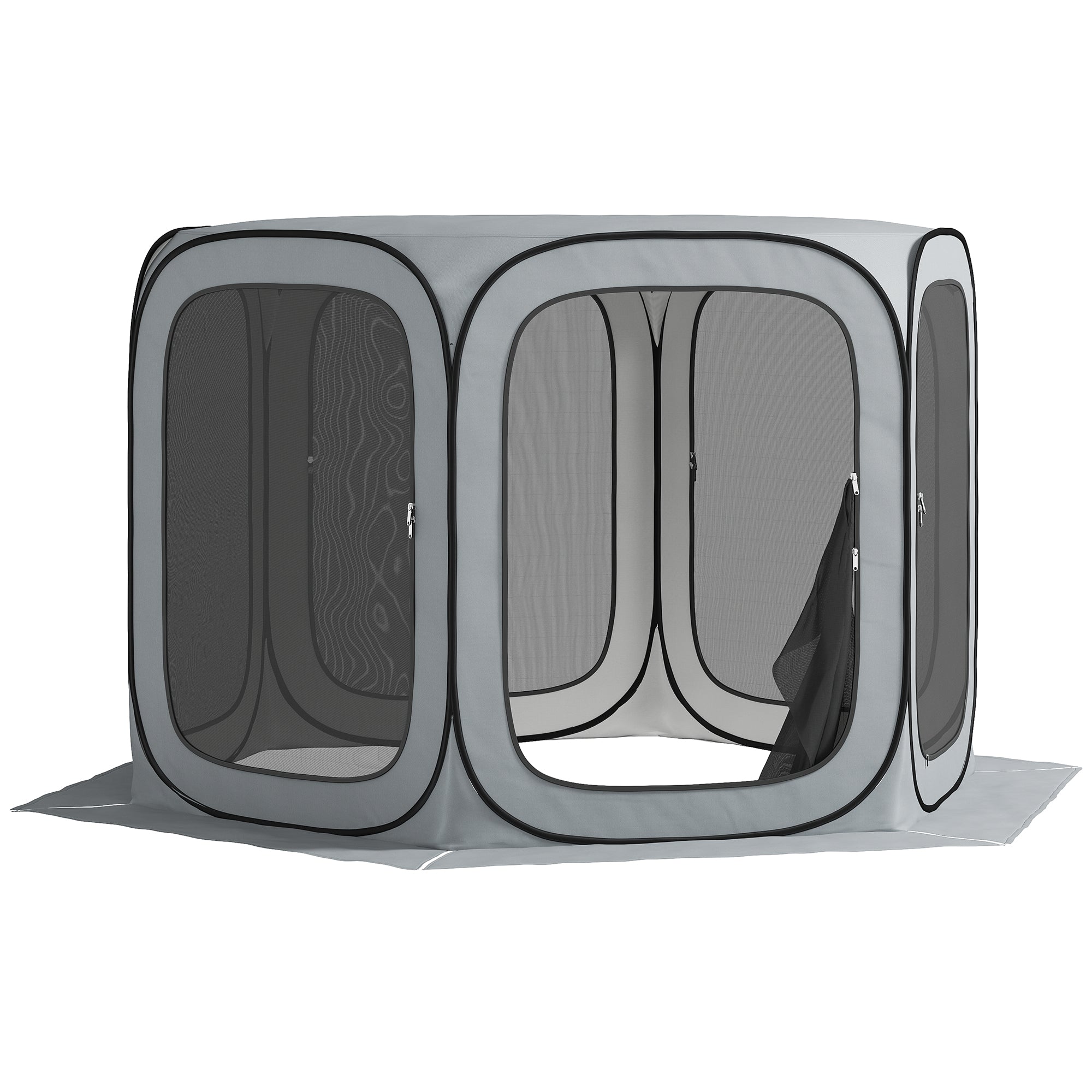 Outsunny 11 x 11ft Pop Up Screen Tent, Portable Camping Gazebo Screen House with UPF50+ Oxford Cloth and Carry Bag for Patio, Backyard, Deck and Outdoor Activities, Light Grey