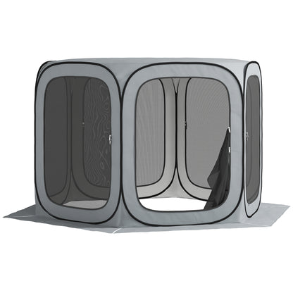 Outsunny 11 x 11ft Pop Up Screen Tent, Portable Camping Gazebo Screen House with UPF50+ Oxford Cloth and Carry Bag for Patio, Backyard, Deck and Outdoor Activities, Light Grey