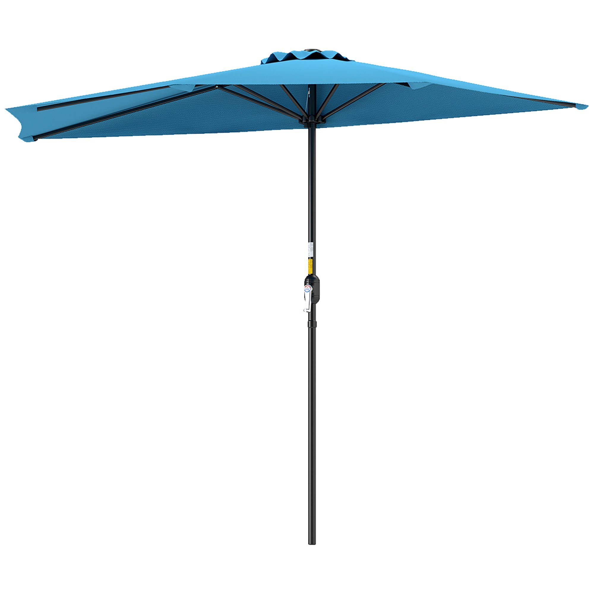 Outsunny 9ft Half Round Umbrella Outdoor Balcony Parasol Patio Garden Outdoor Window Sun Shade w/ 5 Ribs, Light Blue