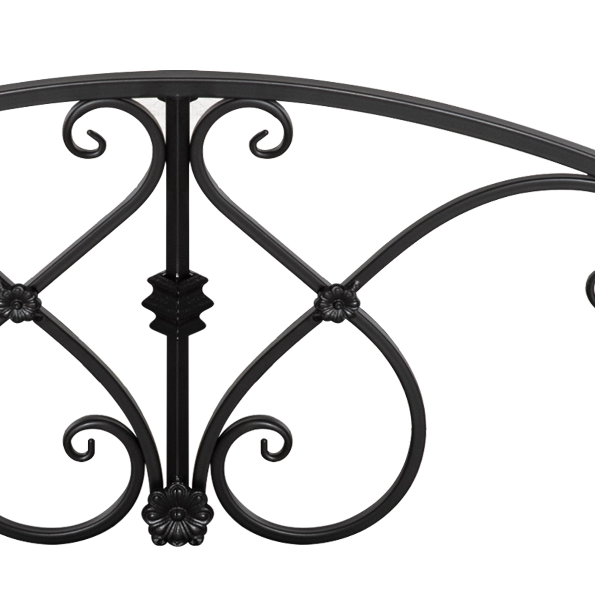 Outsunny 3.3FT Metal Arch Zen Garden Bridge with Safety Siderails, Decorative Footbridge, Delicate Floral Scrollwork for Stream, Fish Pond, Black