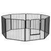 PawHut Heavy Duty Dog Playpen, Steel Dog Pen with Door, Pet Exercise Fence, Outdoor Indoor DIY Design for Small and Medium Dogs, 24" Height, 8 Panels
