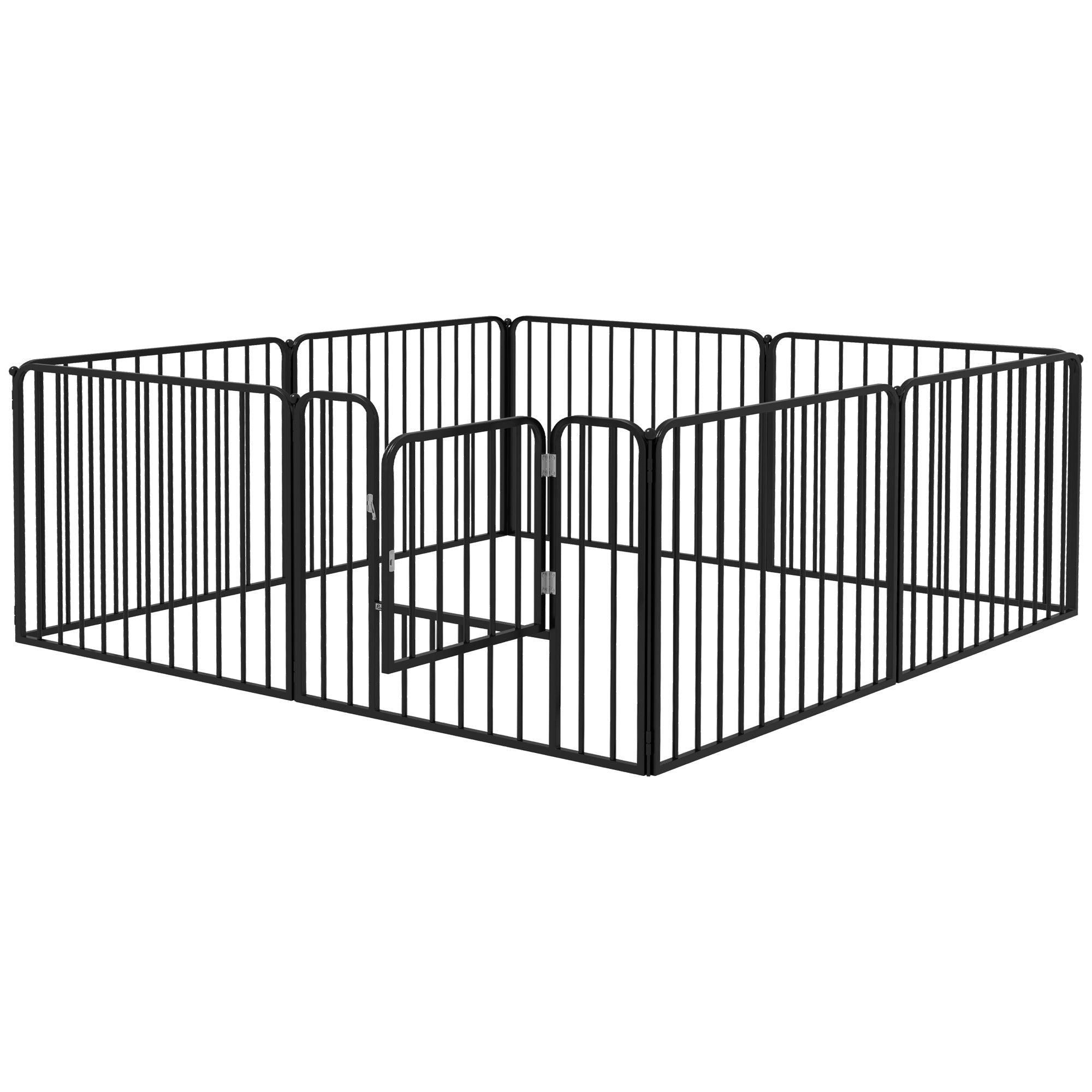 PawHut Heavy Duty Dog Playpen, Steel Dog Pen with Door, Pet Exercise Fence, Outdoor Indoor DIY Design for Small and Medium Dogs, 24" Height, 8 Panels