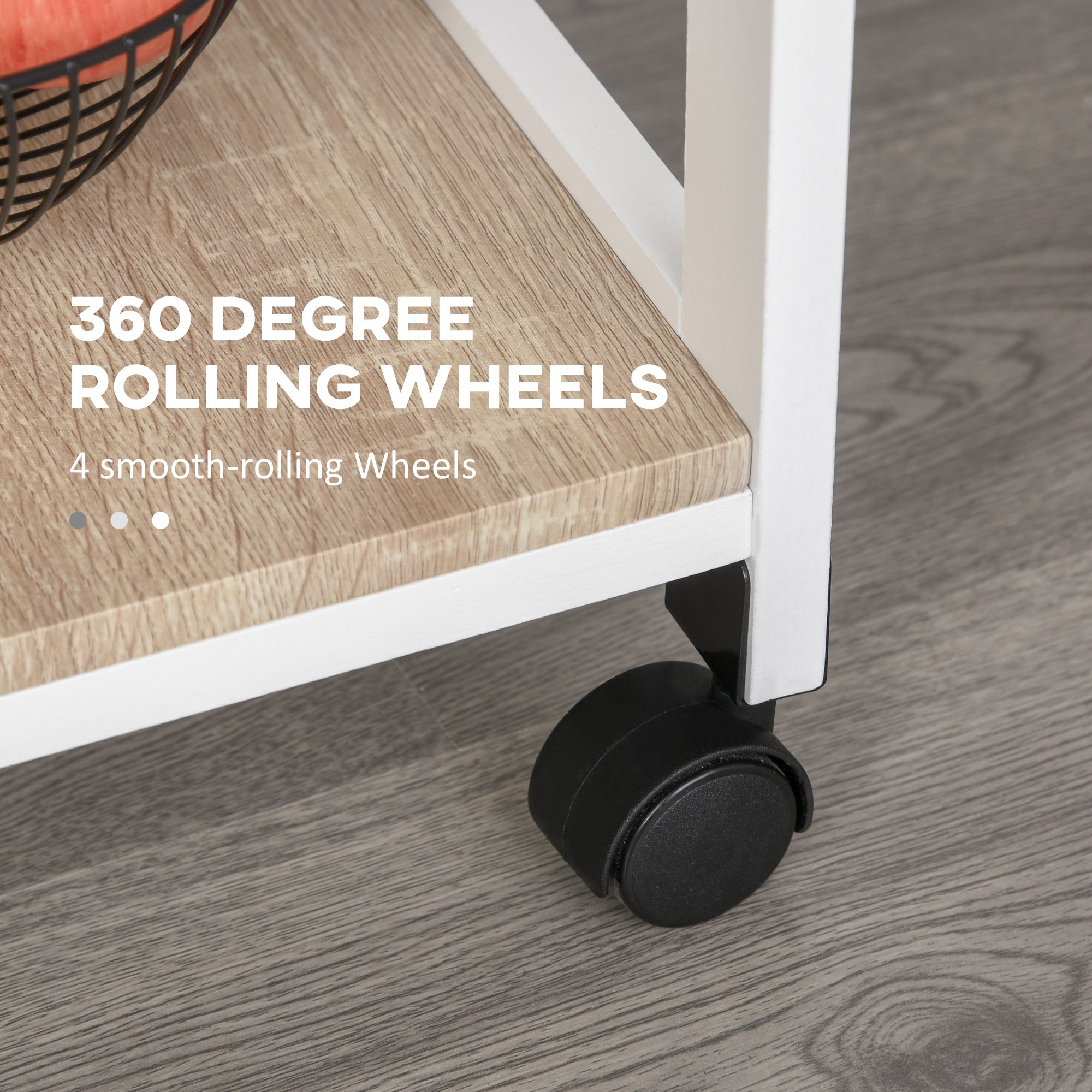 HOMCOM Bar Cart, 5-Tier Kitchen Cart with Removable Serving Tray, Rolling Coffee Cart on Wheels with Drawer and Wire Basket for Dining Room, Living Room (White)