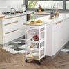 HOMCOM Bar Cart, 5-Tier Kitchen Cart with Removable Serving Tray, Rolling Coffee Cart on Wheels with Drawer and Wire Basket for Dining Room, Living Room (White)