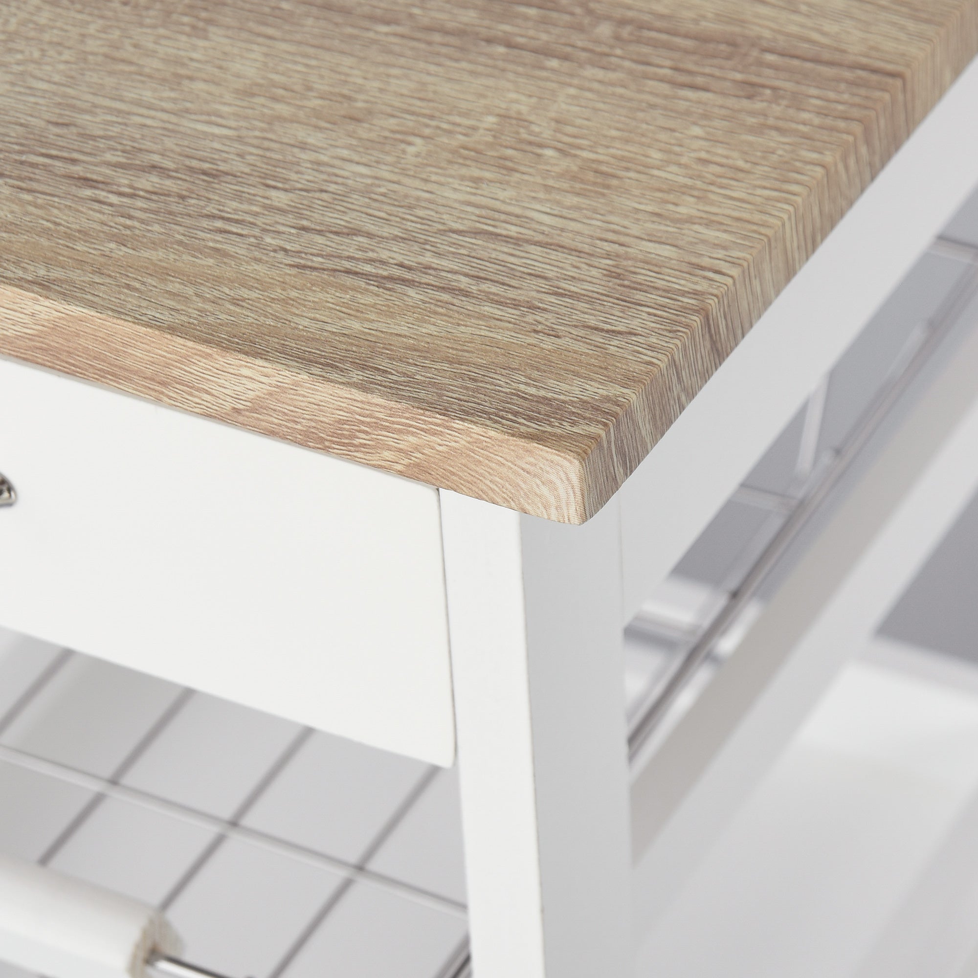 HOMCOM Bar Cart, 5-Tier Kitchen Cart with Removable Serving Tray, Rolling Coffee Cart on Wheels with Drawer and Wire Basket for Dining Room, Living Room (White)