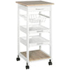HOMCOM Bar Cart, 5-Tier Kitchen Cart with Removable Serving Tray, Rolling Coffee Cart on Wheels with Drawer and Wire Basket for Dining Room, Living Room (White)