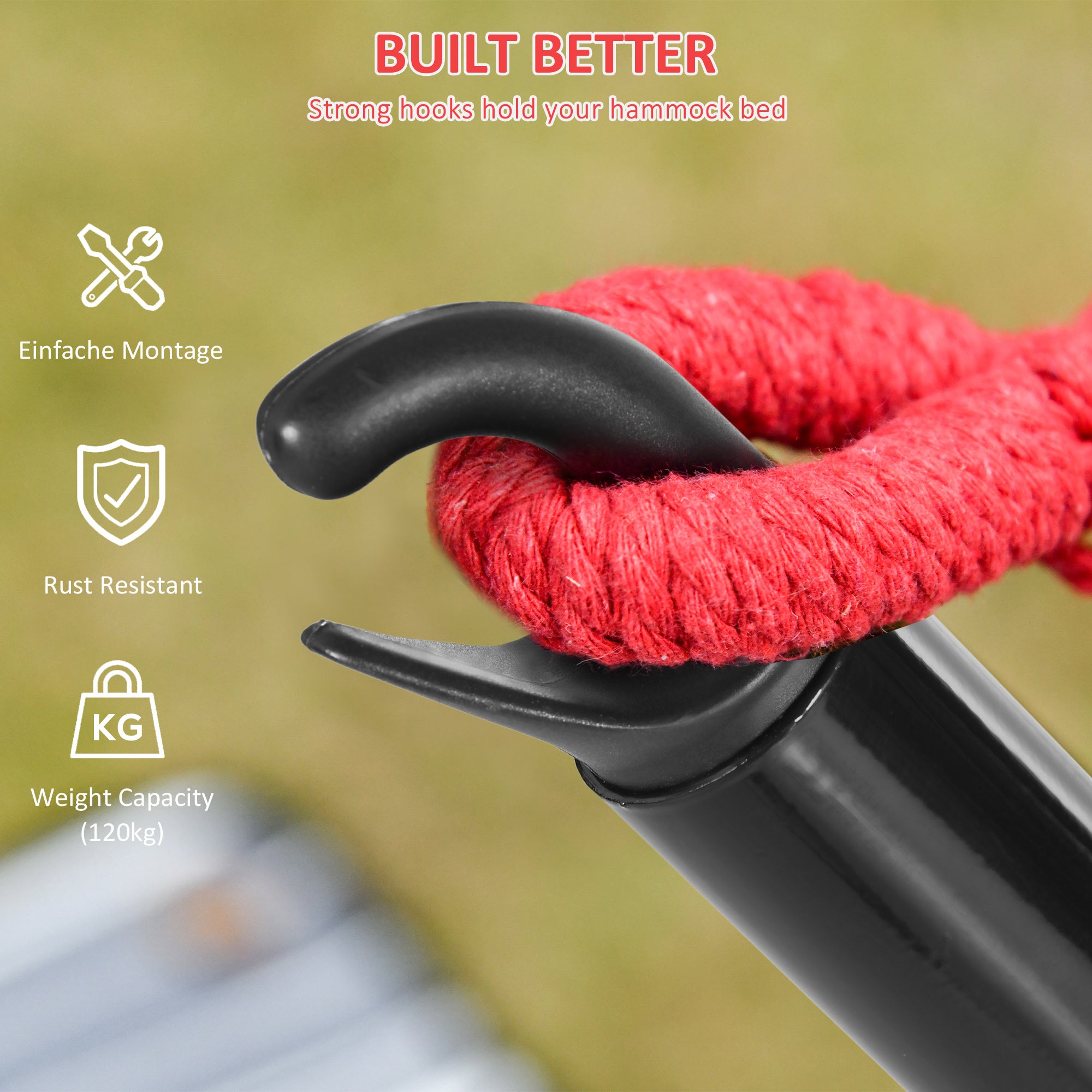 Outsunny 10' Hammock Stand with Steel Frame, Hammock Chair Stand Only for Garden, Camping, Picnic, Outdoor, Patio, Black