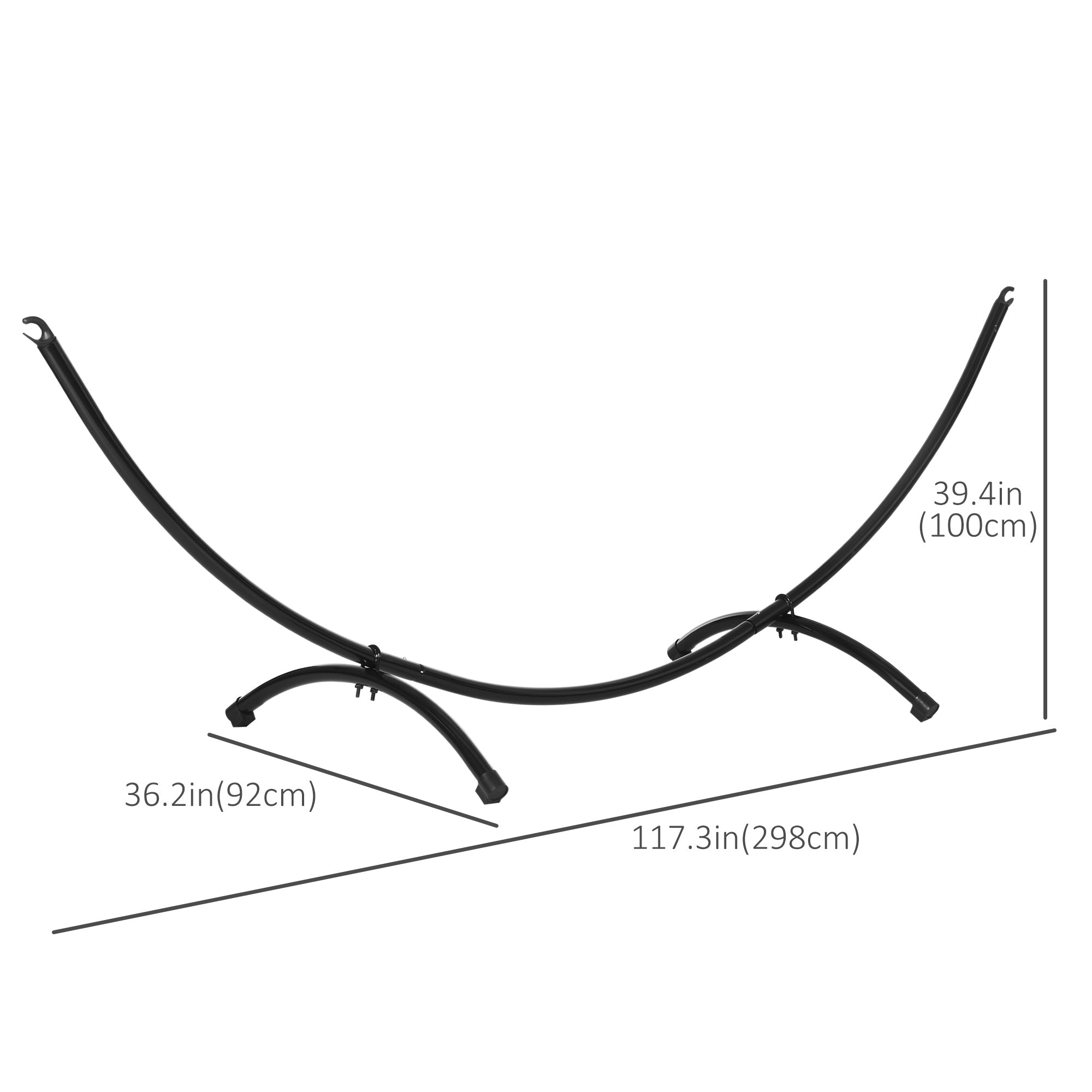 Outsunny 10' Hammock Stand with Steel Frame, Hammock Chair Stand Only for Garden, Camping, Picnic, Outdoor, Patio, Black
