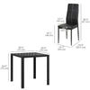 HOMCOM Dining Table Set for 2, 3-Piece Rectangular Glass Kitchen Table and Chairs with Metal Frame and Faux Leather Upholstery for Dining Room, Living Room, Black