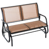 Outsunny Patio Double Glider Outdoor Steel Sling Fabric Gliding Bench Garden Swing Chair Heavy-Duty Porch Rocker Garden Loveseat Coffee Brown