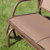 Outsunny Patio Double Glider Outdoor Steel Sling Fabric Gliding Bench Garden Swing Chair Heavy-Duty Porch Rocker Garden Loveseat Coffee Brown