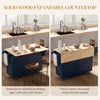 HOMCOM Kitchen Island with Storage, Rolling Kitchen Island with Drop Leaf, Solid Wood Top, 2 Drawers, 2 Cabinets, Adjustable Shelves and Knife Rack, Navy Blue