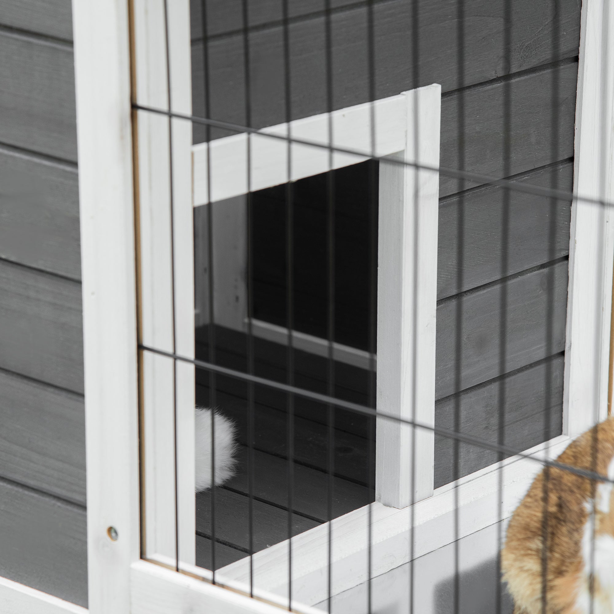 PawHut 36" Rabbit Hutch Bunny Cage Small Animal House with Weatherproof Roof Romevable Tray and Enclosed Run, Indoor/outdoor