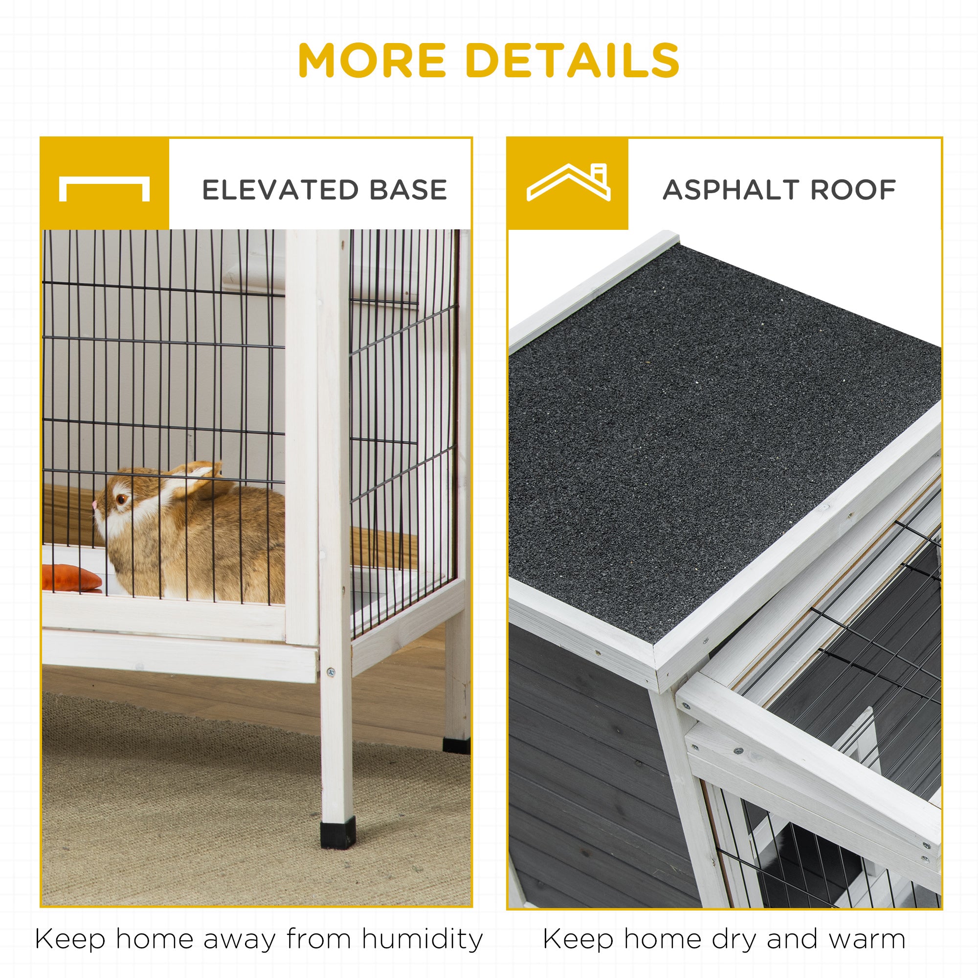 PawHut 36" Rabbit Hutch Bunny Cage Small Animal House with Weatherproof Roof Romevable Tray and Enclosed Run, Indoor/outdoor