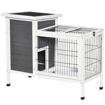 PawHut 36" Rabbit Hutch Bunny Cage Small Animal House with Weatherproof Roof Romevable Tray and Enclosed Run, Indoor/outdoor