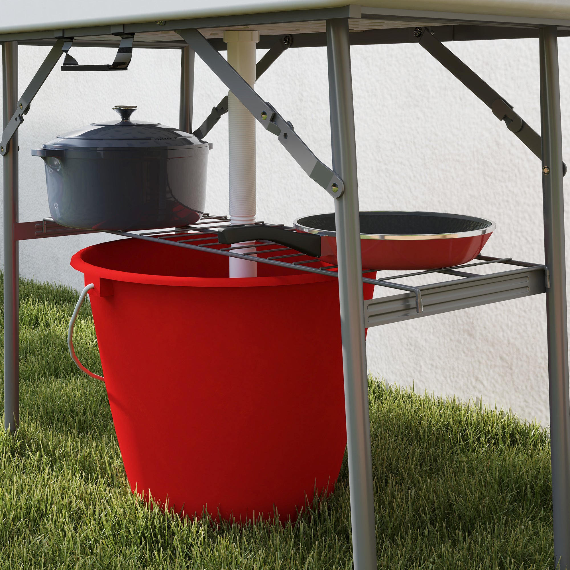 Outsunny 3.4ft Folding Ice Cooler Table with Drain, Party Cooler for Drinks, Outdoor Cooler Table with Storage Shelf, Patio Cooler Table for Party Picnic BBQ Camping Wedding, White