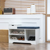 HOMCOM Shoe Bench with Storage, Modern Upholstered Entryway Bench with Open Shelves and Drawer for Living Room, Hallway, White