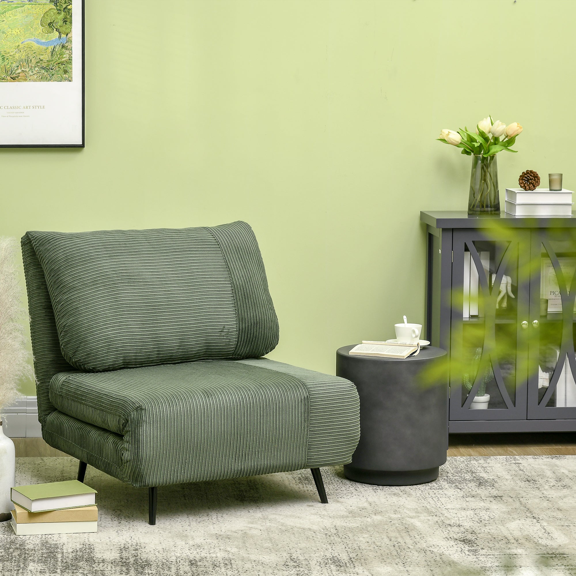 HOMCOM Round Side Table, Lightweight Accent Table with Terrazzo Finish, 17" End Table with 4 Adjustable Feet for Indoor, Outdoor, Charcoal Grey