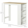 HOMCOM Modern Bar Table, Bar Height Dining Table with 3 Storage Shelves for Kitchen, Dining Room, Living Room, White