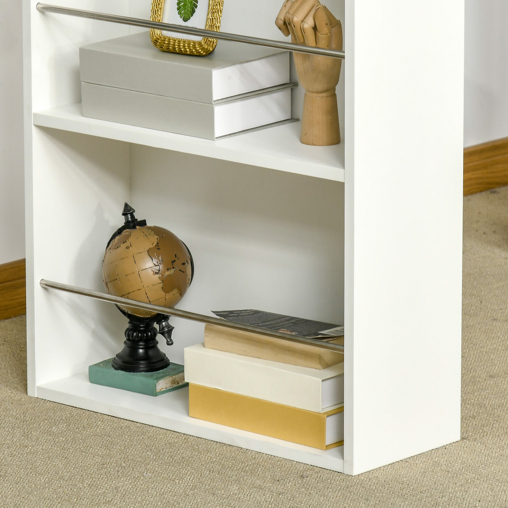 HOMCOM Modern Bar Table, Bar Height Dining Table with 3 Storage Shelves for Kitchen, Dining Room, Living Room, White