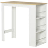 HOMCOM Modern Bar Table, Bar Height Dining Table with 3 Storage Shelves for Kitchen, Dining Room, Living Room, White