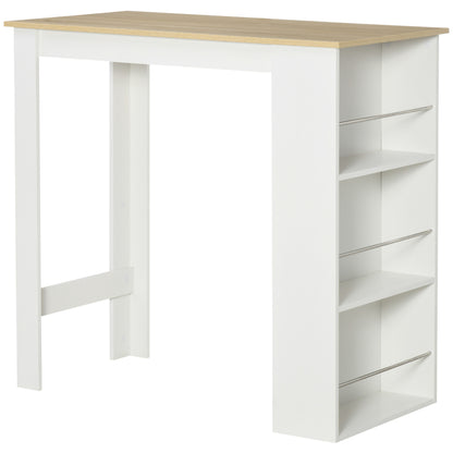 HOMCOM Modern Bar Table, Bar Height Dining Table with 3 Storage Shelves for Kitchen, Dining Room, Living Room, White