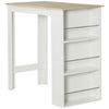 HOMCOM Modern Bar Table, Bar Height Dining Table with 3 Storage Shelves for Kitchen, Dining Room, Living Room, White