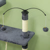 PawHut 53" Cat Tree, Multi-Level Cat Tower for Indoor Cats with Sisal Scratching Posts, Cat Condo, Beds, Platforms, Ramp, Toy Balls, Cat Activity Center, Dark Grey