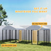 PawHut 6' x 6' x 6' Outdoor Dog Kennel, Lockable Dog Run Crate with Waterproof UV-Resistant Cover, Welded Wire Steel Fence for Large and Medium Dogs, Silver