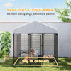 PawHut 6' x 6' x 6' Outdoor Dog Kennel, Lockable Dog Run Crate with Waterproof UV-Resistant Cover, Welded Wire Steel Fence for Large and Medium Dogs, Silver