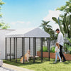 PawHut 6' x 6' x 6' Outdoor Dog Kennel, Lockable Dog Run Crate with Waterproof UV-Resistant Cover, Welded Wire Steel Fence for Large and Medium Dogs, Silver