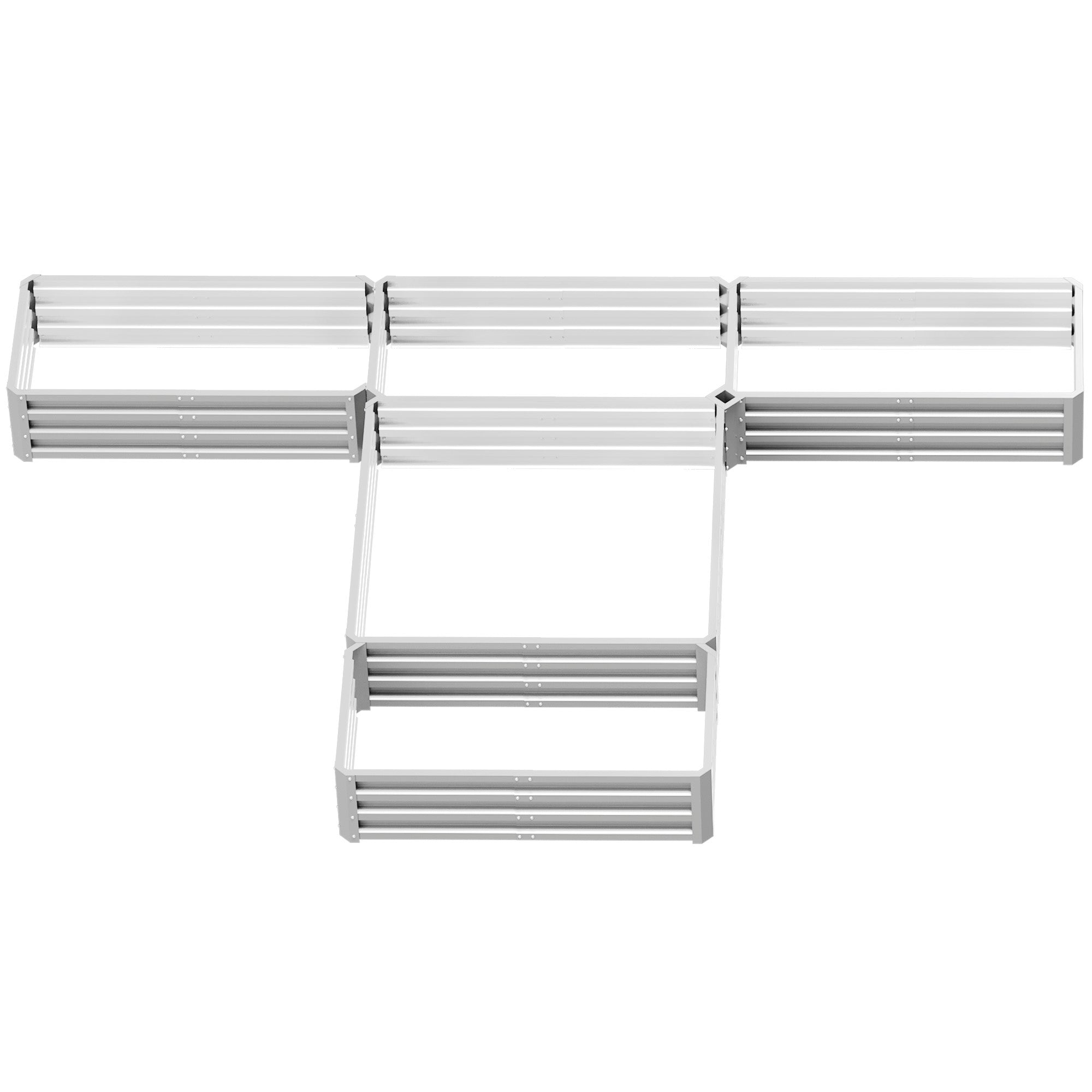 Outsunny 8 x 8ft DIY Raised Garden Bed, Set of 5 Large Steel Box Planters for Outdoor Plants, Vegetables, Flowers, Herbs, Easy Assembly, Silver