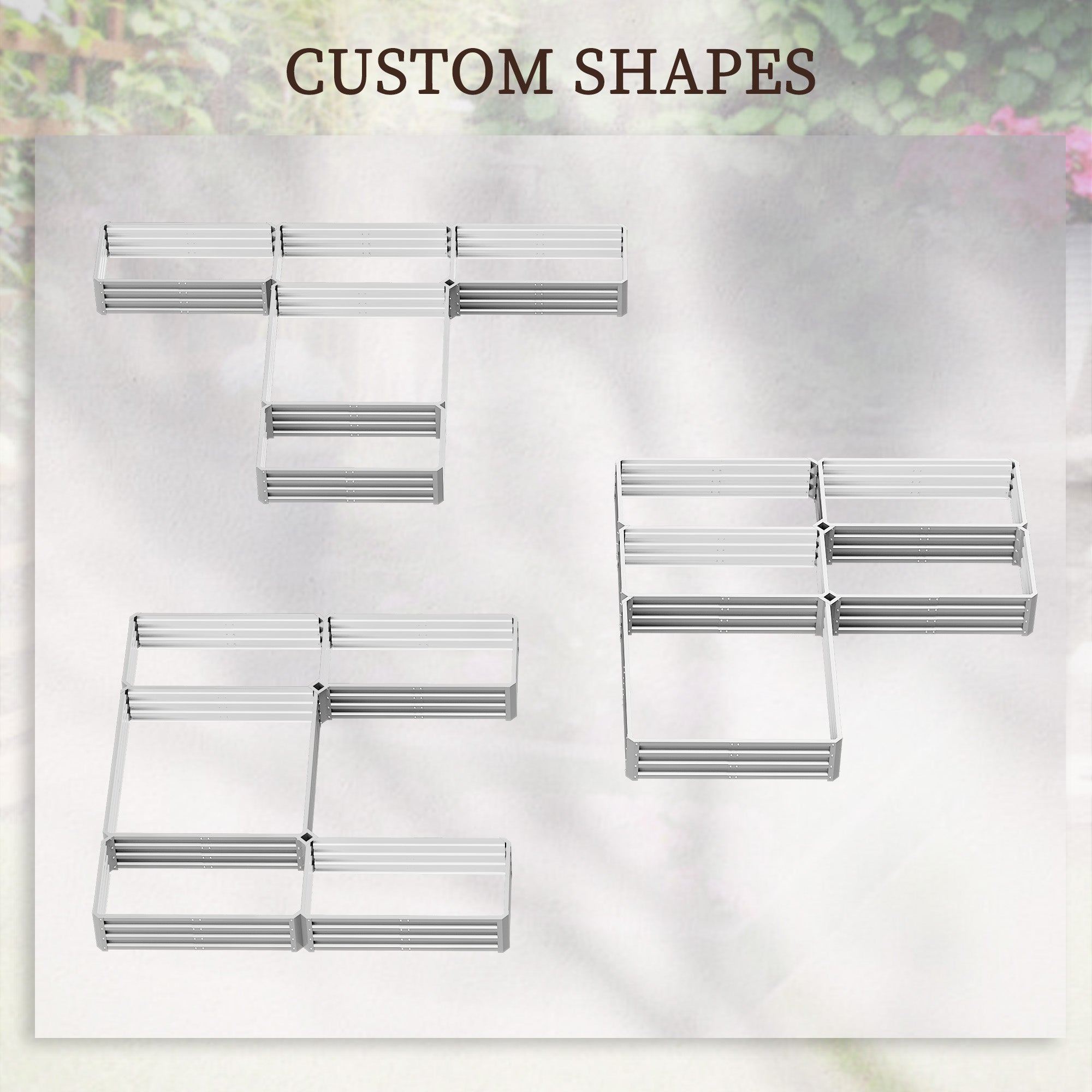 Outsunny 8 x 8ft DIY Raised Garden Bed, Set of 5 Large Steel Box Planters for Outdoor Plants, Vegetables, Flowers, Herbs, Easy Assembly, Silver