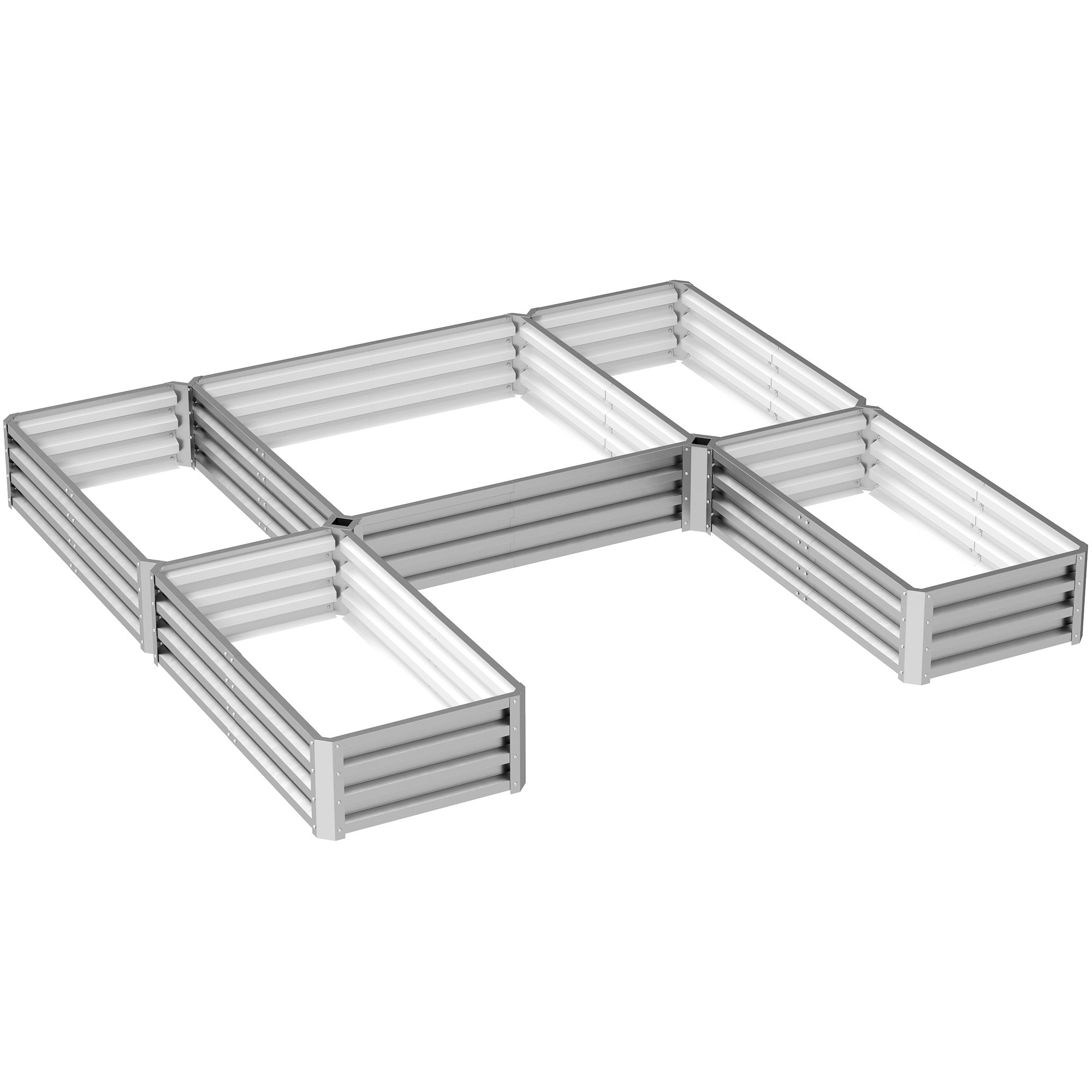 Outsunny 8 x 8ft DIY Raised Garden Bed, Set of 5 Large Steel Box Planters for Outdoor Plants, Vegetables, Flowers, Herbs, Easy Assembly, Silver