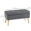 HOMCOM Storage Ottoman with Lid, Velvet Upholstered Storage Bench, Foot Stool with Wood Legs for Living Room, Bedroom, Entryway, 31.5" x 13.8" x 15.7", Charcoal Grey