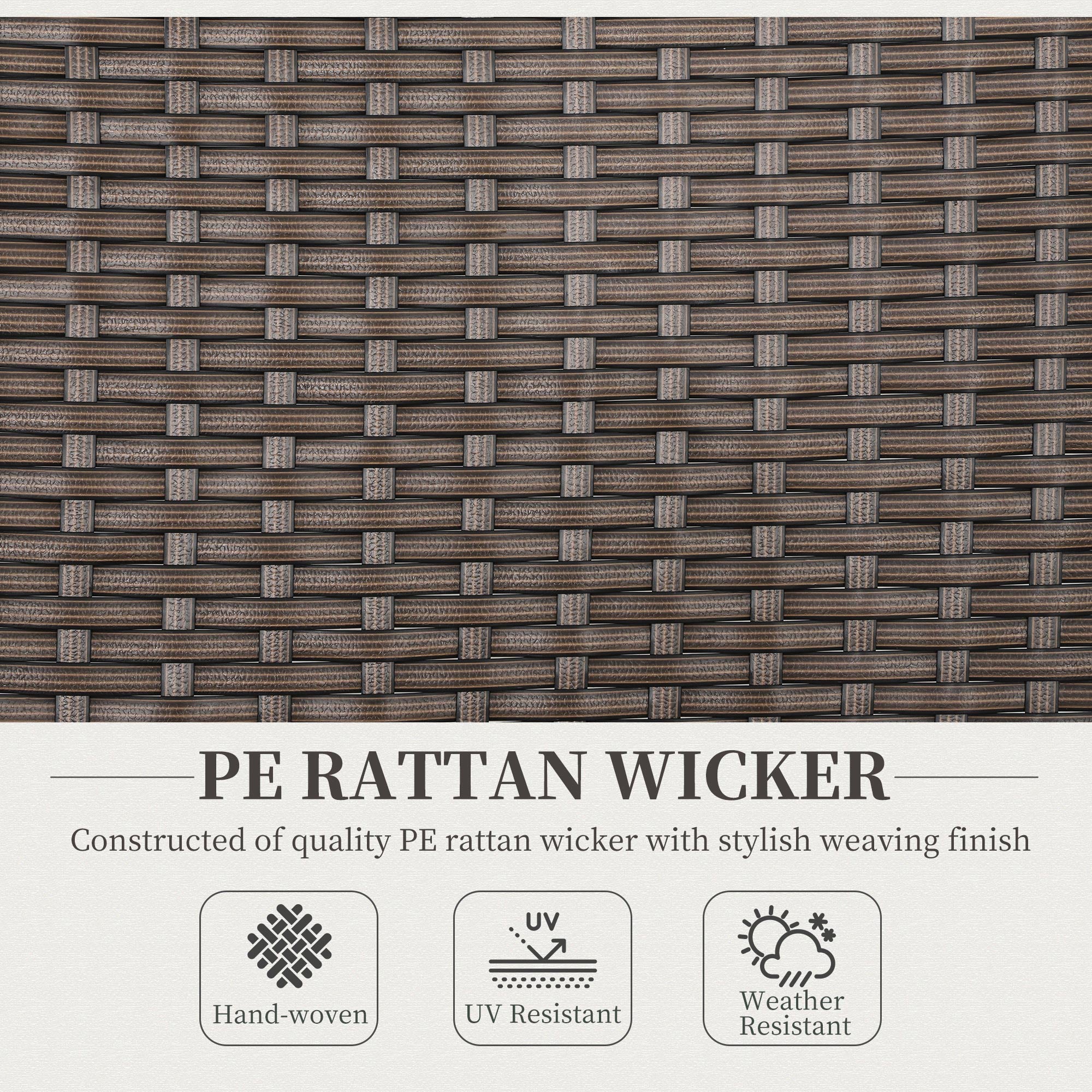 Outsunny Folding Wicker Dining Chair, PE Rattan Patio Dining Chair Outdoor with Steel Frame, Armrest, Backrest for Garden, Backyard, Porch, Brown