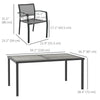 Outsunny 7 Pieces Patio Dining Set for 6 with Stackable Chairs, Outdoor Table and Chairs with Plastic Top, Breathable Mesh Seat and Back for Garden, Patio, Backyard, Grey