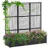 Outsunny Rattan Outdoor Planter with Lattice Trellis for Climbing Plants, Free Standing Wicker Raised Planter Box with Storage for Garden, Patio, Balcony, Porch, Black