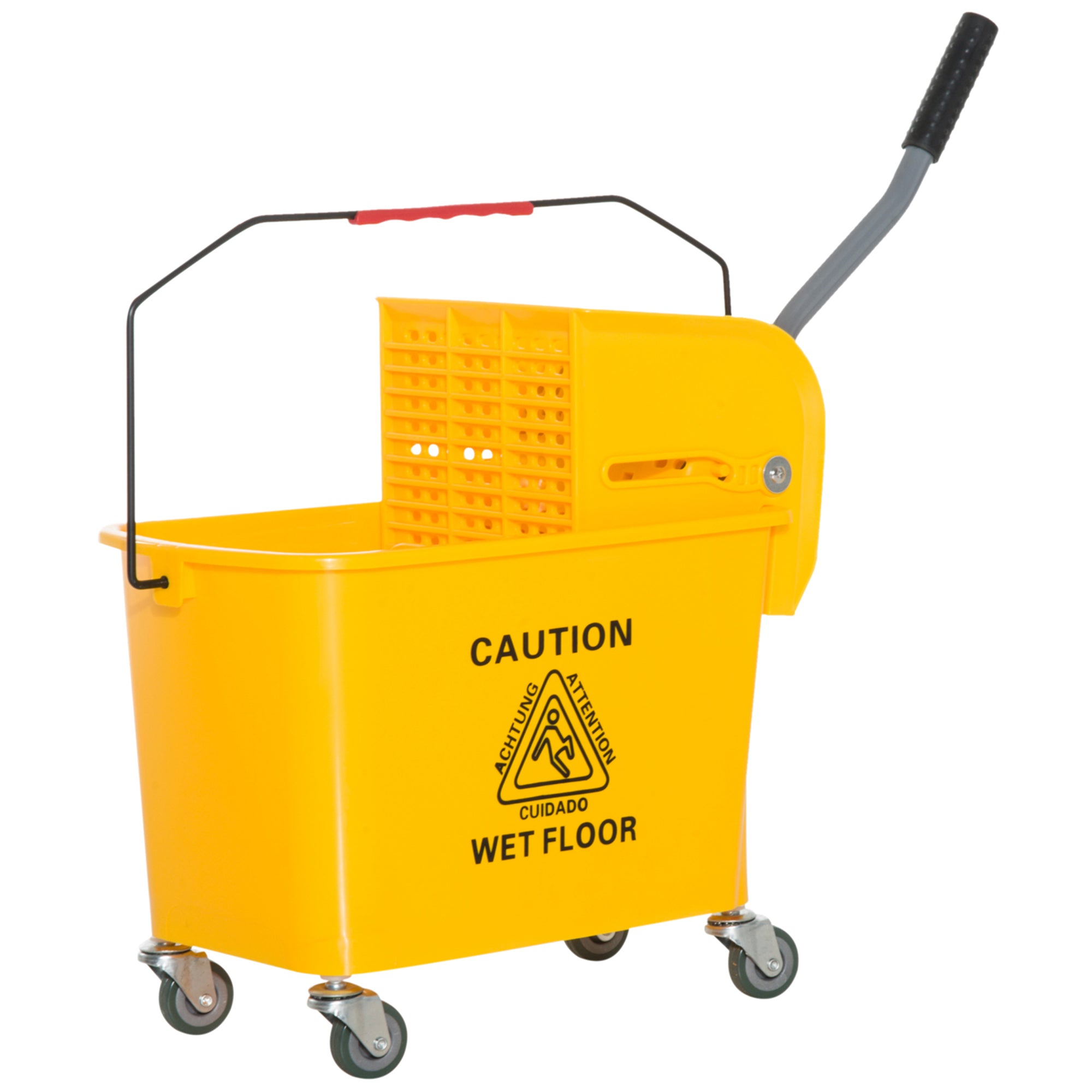 HOMCOM Mop Bucket with Wringer on Wheels for Floor Cleaning, 5 Gallon, Separate Dirty and Clean Water, Yellow