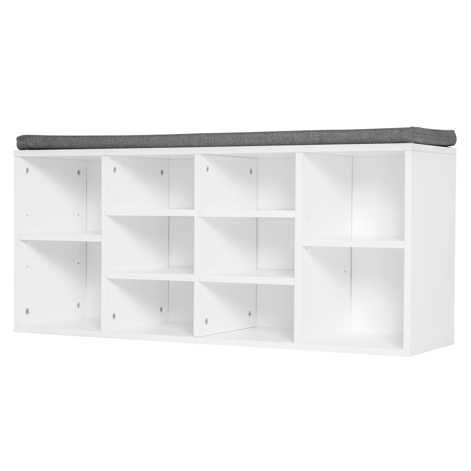 HOMCOM Shoe Bench with Storage, Upholstered Entryway Bench with Adjustable Shelves, Cushion for Living Room, Hallway, White