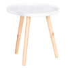 HOMCOM Coffee Table, Carved Floral Round Table with Tray-style Top and Wood Legs, Modern Side Table for Living Room, White