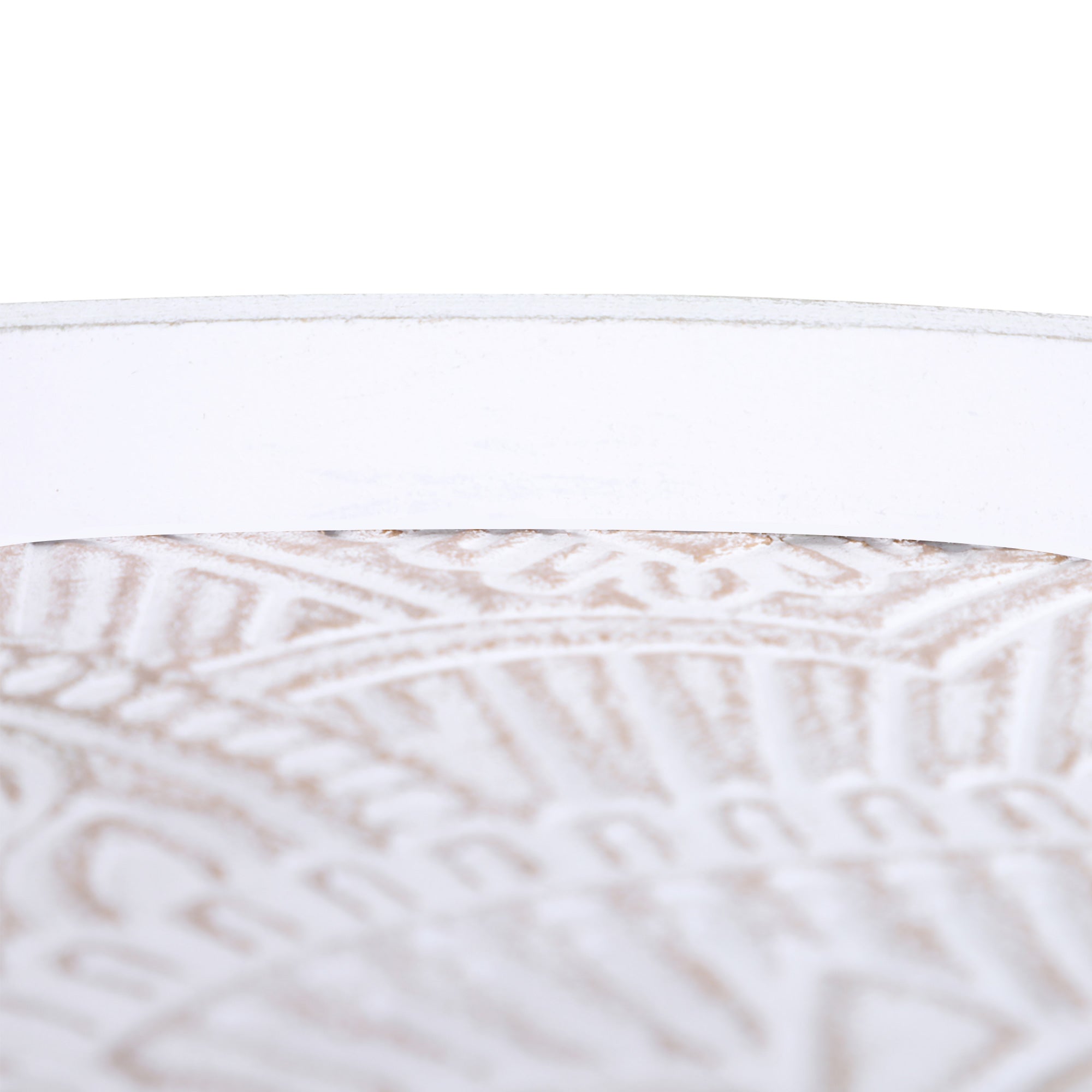 HOMCOM Coffee Table, Carved Floral Round Table with Tray-style Top and Wood Legs, Modern Side Table for Living Room, White