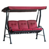 Outsunny 3-Person Porch Swing Patio Swing Chair with Canopy for Patio, Garden, Backyard, Poolside, Wine Red
