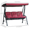 Outsunny 3-Person Porch Swing Patio Swing Chair with Canopy for Patio, Garden, Backyard, Poolside, Wine Red