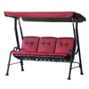 Outsunny 3-Person Porch Swing Patio Swing Chair with Canopy for Patio, Garden, Backyard, Poolside, Wine Red