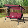 Outsunny 3-Person Porch Swing Patio Swing Chair with Canopy for Patio, Garden, Backyard, Poolside, Wine Red