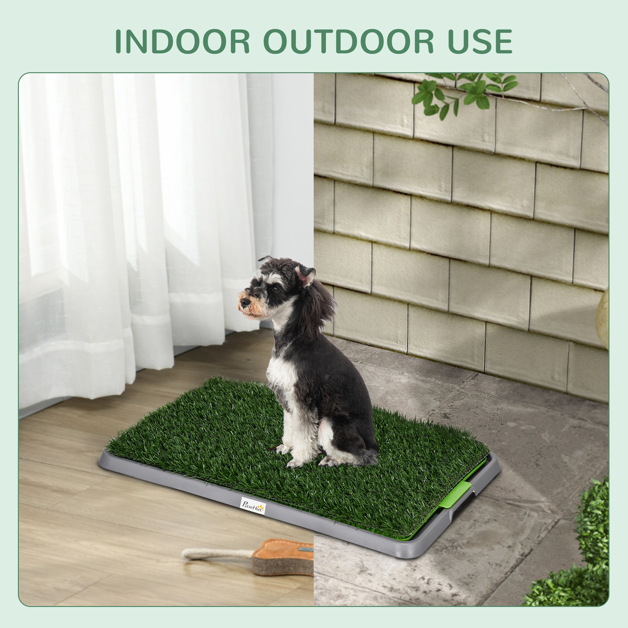 PawHut Grass Pee Pad for Dogs, 26" x 16" Artificial Grass with Tray for Dogs Potty Training Indoor Outdoor, Green